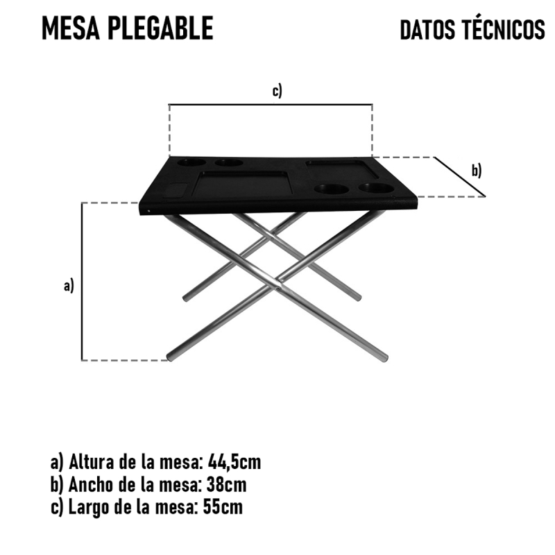 Mesa Plegable de Aluminio Campinox - Liviana y Desmontable - 55x45cm - Imagen 7
