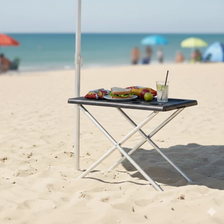 Mesa Plegable con patas de aluminio