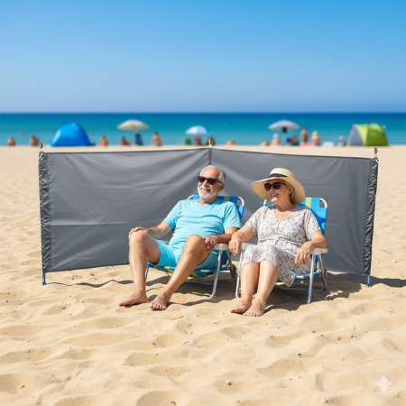 Paravientos de nylon con fijado rápido Campinox color gris