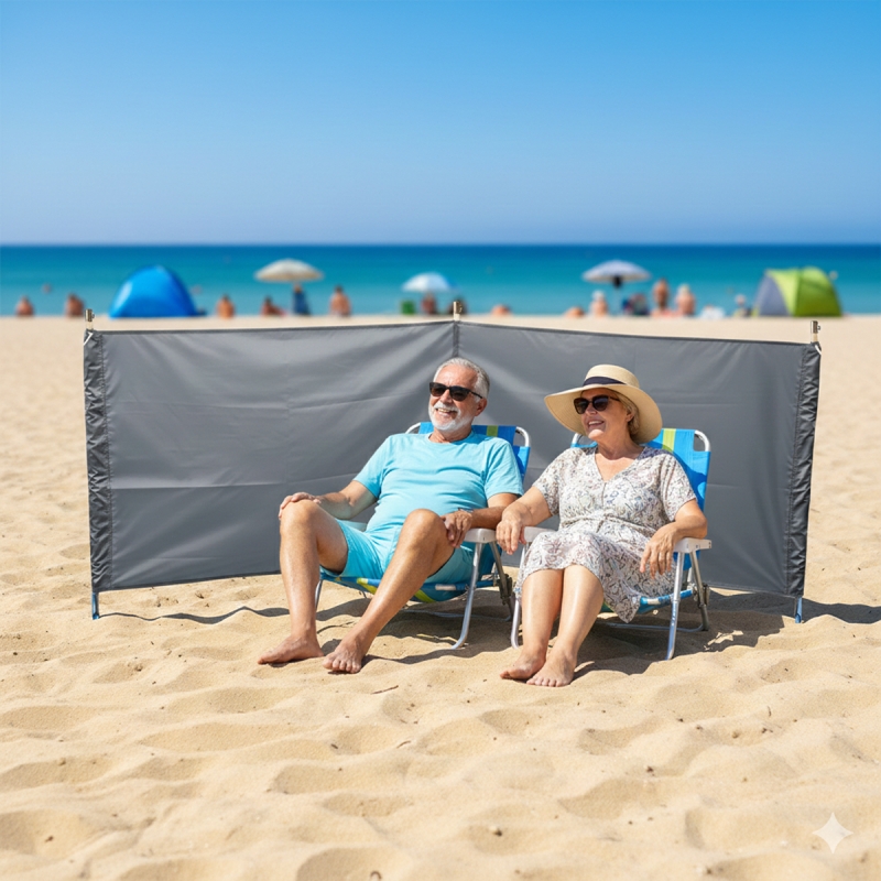 Paravientos de nylon con fijado rápido Campinox color gris