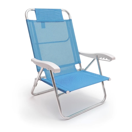 Reposera de Aluminio Campinox Confort Beach - 5 Posiciones - Soporta 110 kg