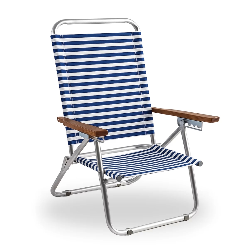 Sillon de Aluminio Fragata Campinox - 5 Posiciones - Brazos de Madera