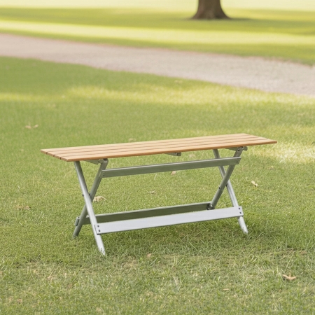 Banco Plegable Madera y Aluminio Doble