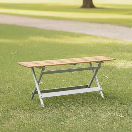 Banco Plegable Madera y Aluminio Doble