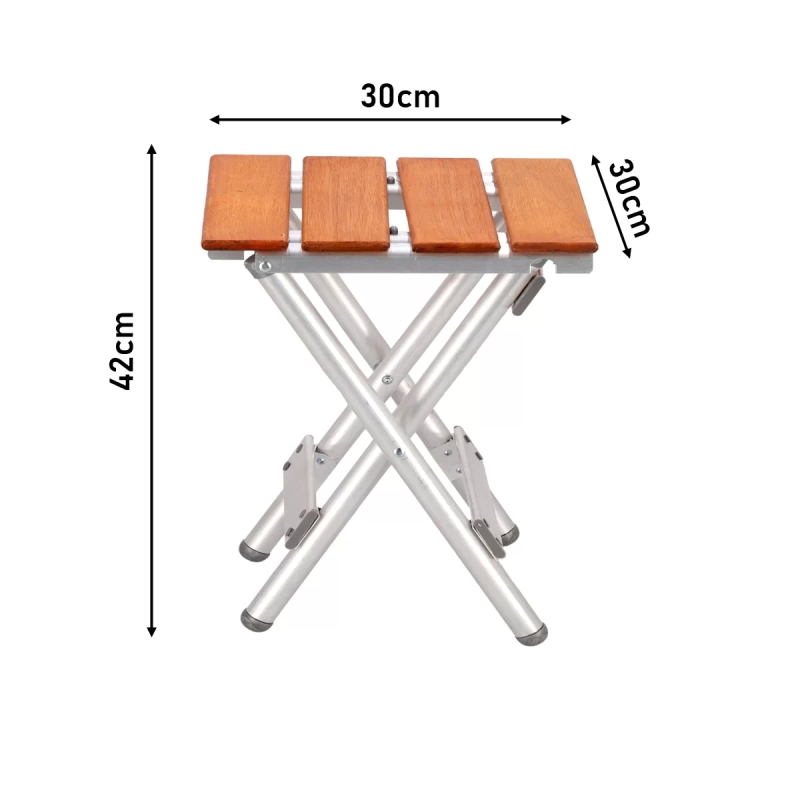 Banco Plegable Madera y Aluminio Simple - Imagen 3