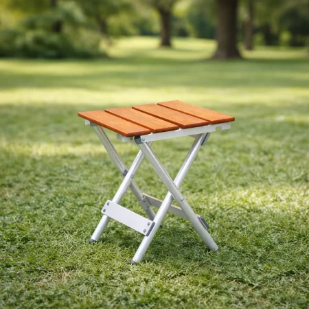 Banco Plegable Madera y Aluminio Simple