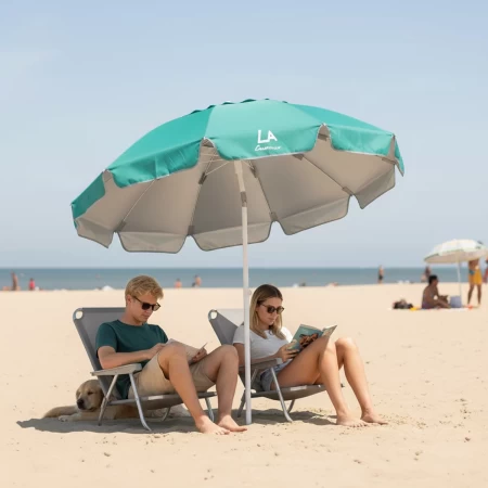 Sombrilla de Lona Aluminizada Reclinable 2 Metros 10 Varillas