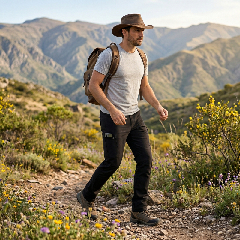 Pantalón Táctico - Gabardina con Spandex - Negro - 6 Bolsillos - Imagen 2